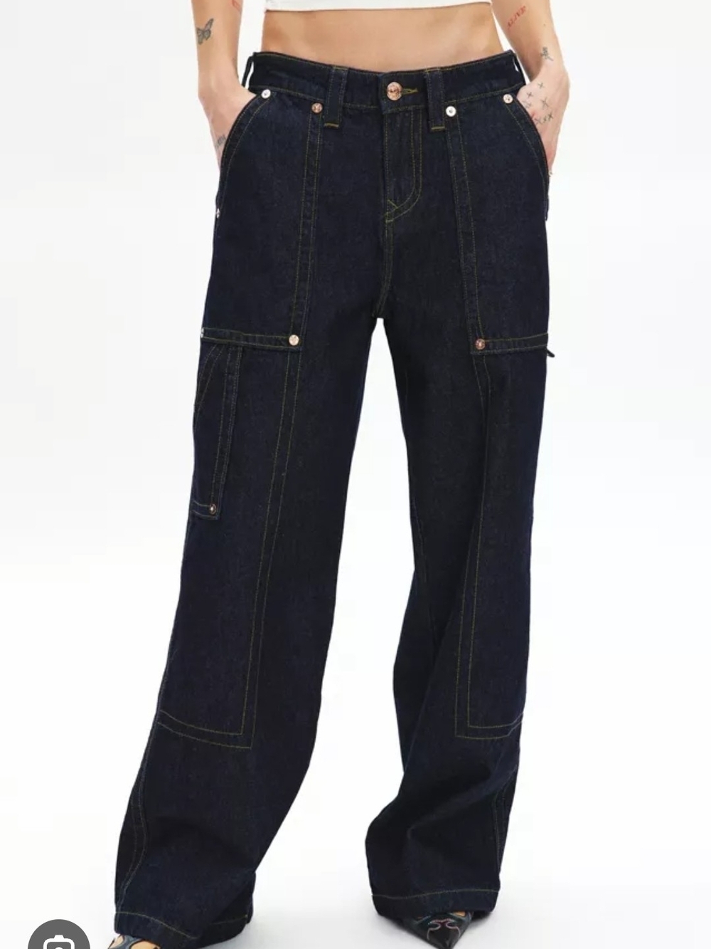 True Religion Utility Carpenter Baggy Jeans Blue Denim - Excellent Condition